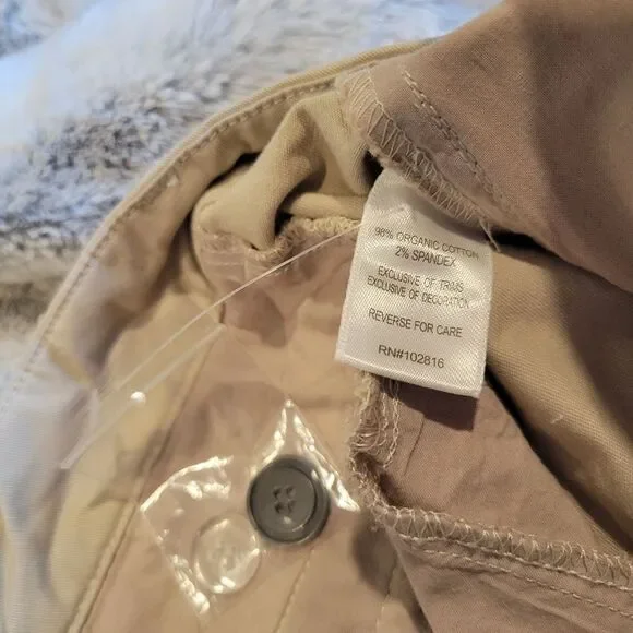 Garnet Hill organic cotton chino wide leg, khaki size 14